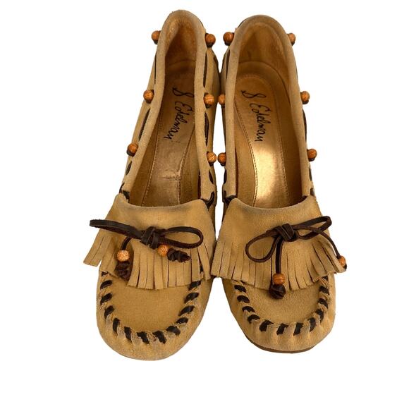 Sam Edelman Angelina Suede Wood Wedge Moccasins Size 8.5 - Picture 8 of 9